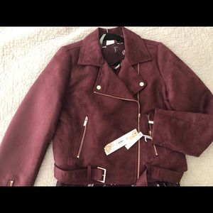 Lauren Conrad Runway - burgundy color suede jacket